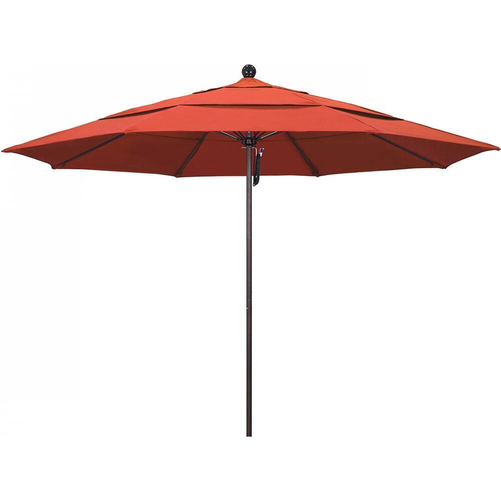 California Umbrella - Patio Umbrellas; Umbrella Diameter (Inch): 132 ; Height (Feet): 8.916 ; Fabric Color: Sunset ; Base Included: No ; Frame Material: Aluminum ; Frame Color: Bronze - Exact Industrial Supply