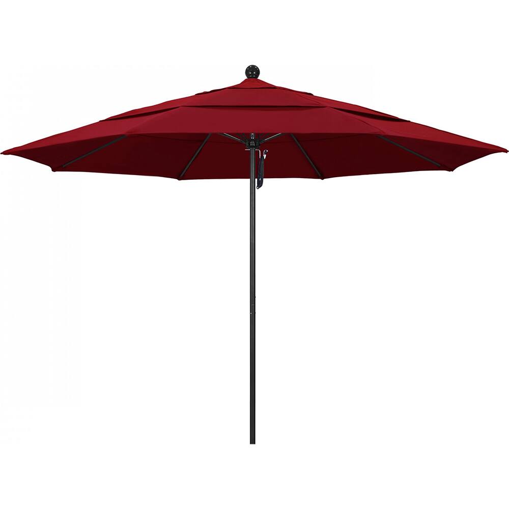 California Umbrella - Patio Umbrellas; Umbrella Diameter (Inch): 132 ; Height (Feet): 8.916 ; Fabric Color: Red ; Base Included: No ; Frame Material: Aluminum ; Frame Color: Black - Exact Industrial Supply