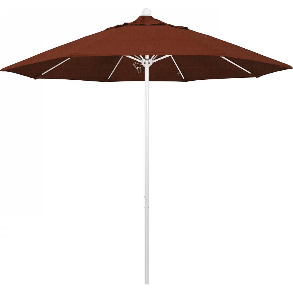 California Umbrella - Patio Umbrellas; Umbrella Diameter (Inch): 108 ; Height (Feet): 8.583 ; Fabric Color: Terracotta ; Base Included: No ; Frame Material: Aluminum ; Frame Color: White - Exact Industrial Supply