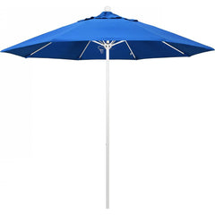 California Umbrella - Patio Umbrellas; Umbrella Diameter (Inch): 108 ; Height (Feet): 8.583 ; Fabric Color: Royal Blue ; Base Included: No ; Frame Material: Aluminum ; Frame Color: White - Exact Industrial Supply