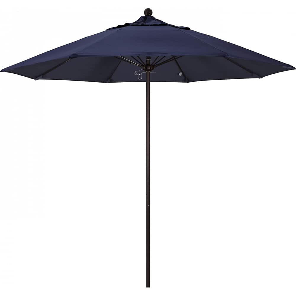 California Umbrella - Patio Umbrellas; Umbrella Diameter (Inch): 108 ; Height (Feet): 8.583 ; Fabric Color: Navy Blue ; Base Included: No ; Frame Material: Aluminum ; Frame Color: Bronze - Exact Industrial Supply