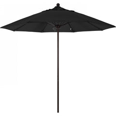 California Umbrella - Patio Umbrellas; Umbrella Diameter (Inch): 108 ; Height (Feet): 8.583 ; Fabric Color: Black ; Base Included: No ; Frame Material: Aluminum ; Frame Color: Bronze - Exact Industrial Supply