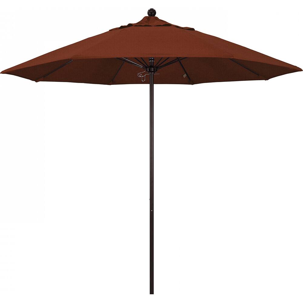 California Umbrella - Patio Umbrellas; Umbrella Diameter (Inch): 108 ; Height (Feet): 8.583 ; Fabric Color: Terracotta ; Base Included: No ; Frame Material: Aluminum ; Frame Color: Bronze - Exact Industrial Supply