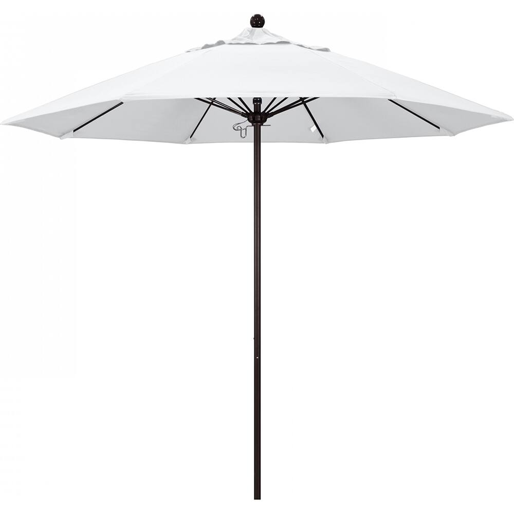 California Umbrella - Patio Umbrellas; Umbrella Diameter (Inch): 108 ; Height (Feet): 8.583 ; Fabric Color: White ; Base Included: No ; Frame Material: Aluminum ; Frame Color: Bronze - Exact Industrial Supply