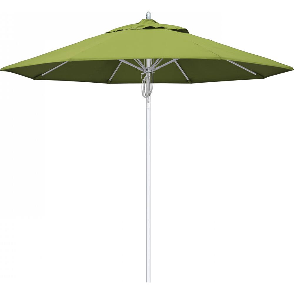 California Umbrella - Patio Umbrellas; Umbrella Diameter (Inch): 108 ; Height (Feet): 8.666 ; Fabric Color: Macaw ; Base Included: No ; Frame Material: Aluminum ; Frame Color: Silver - Exact Industrial Supply