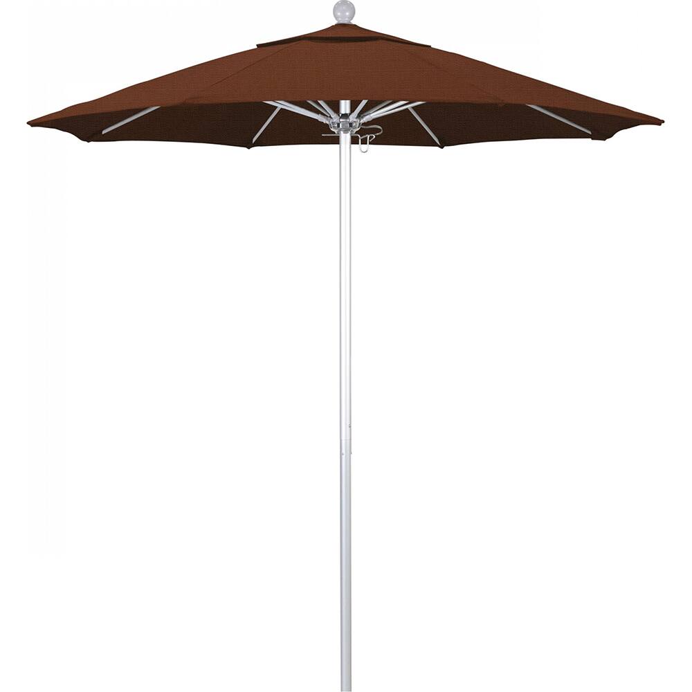 California Umbrella - Patio Umbrellas; Umbrella Diameter (Inch): 90 ; Height (Feet): 8.000 ; Fabric Color: Terracotta ; Base Included: No ; Frame Material: Aluminum ; Frame Color: Silver - Exact Industrial Supply