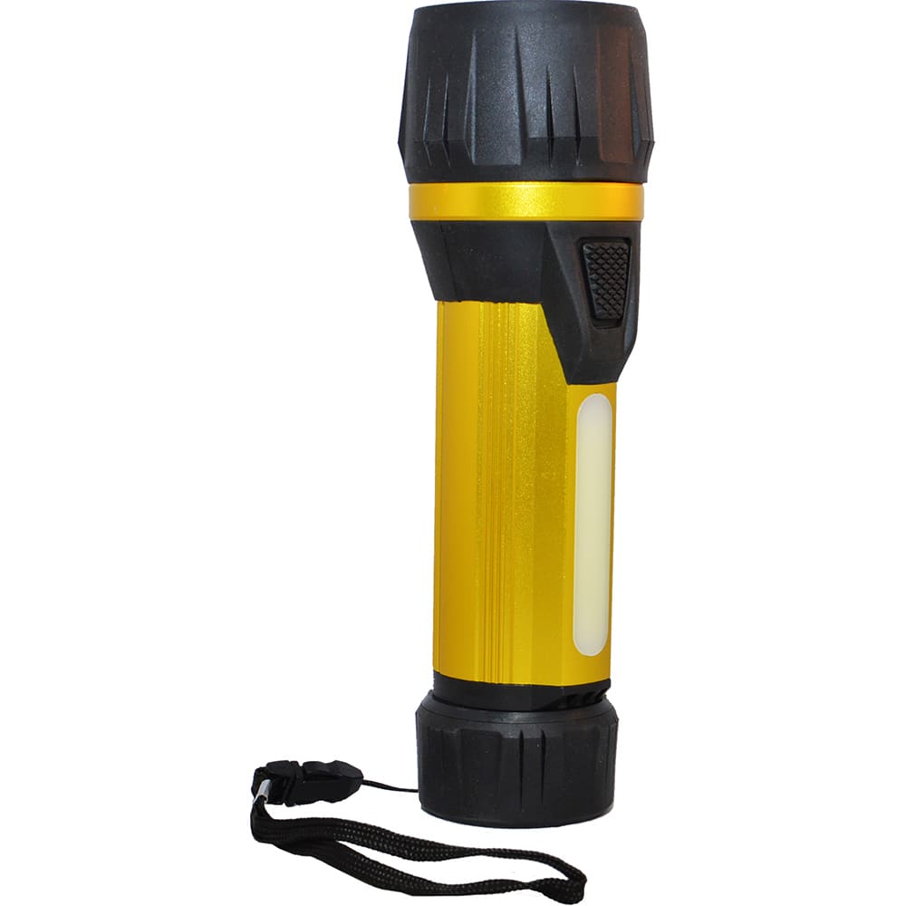 GoGreen Power - Flashlights; Type: Industrial/Tactical ; Bulb Type: LED ; Battery Size: D ; Rechargeable: Disposable ; Body Color: Yellow ; Complete Light Output (Lumens): 300 - Exact Industrial Supply