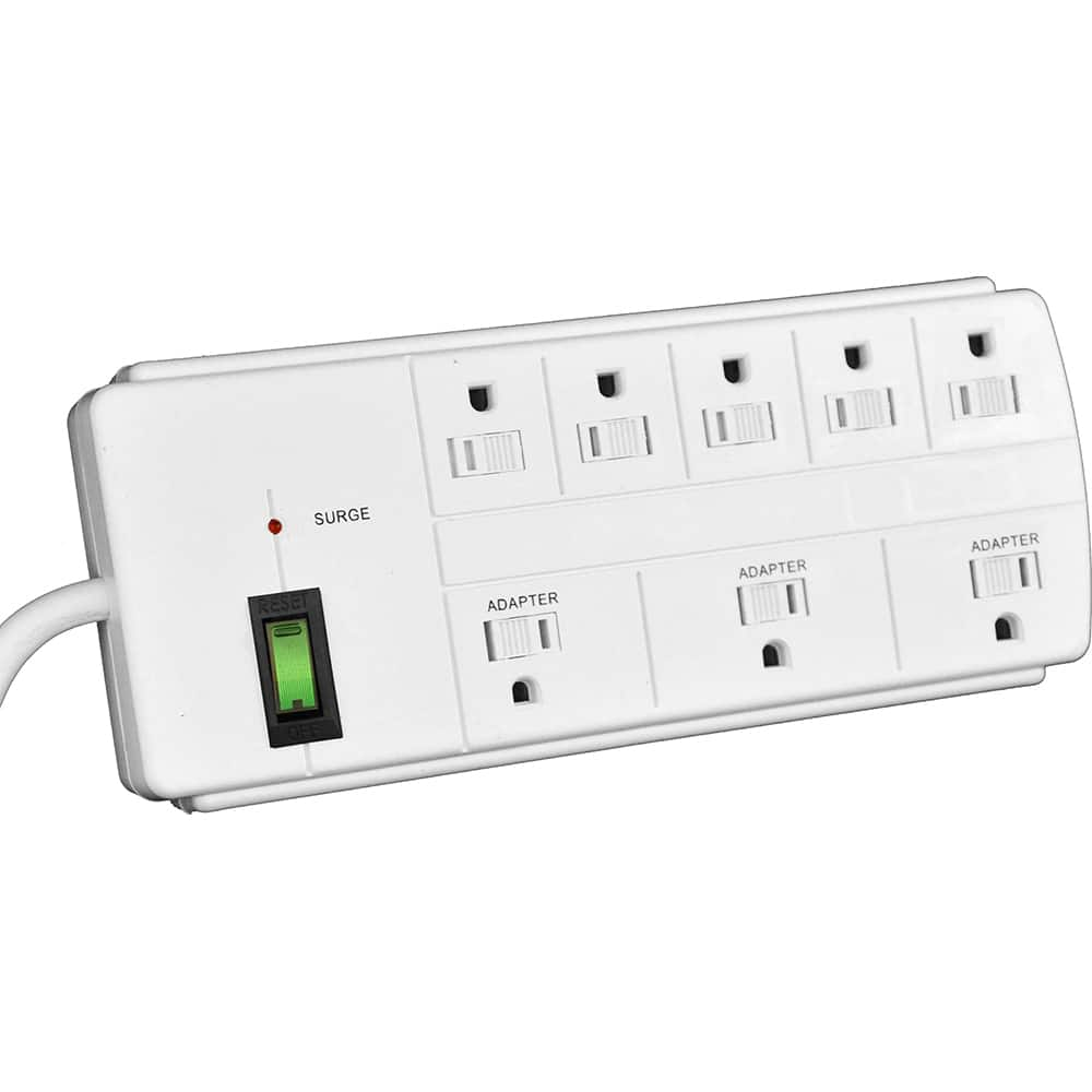 GoGreen Power - Power Outlet Strips; Amperage: 15 ; Voltage: 125 ; Number of Outlets: 8 ; Material: Plastic ; Mounting Type: Floor ; Cord Length (Feet): 6 - Exact Industrial Supply