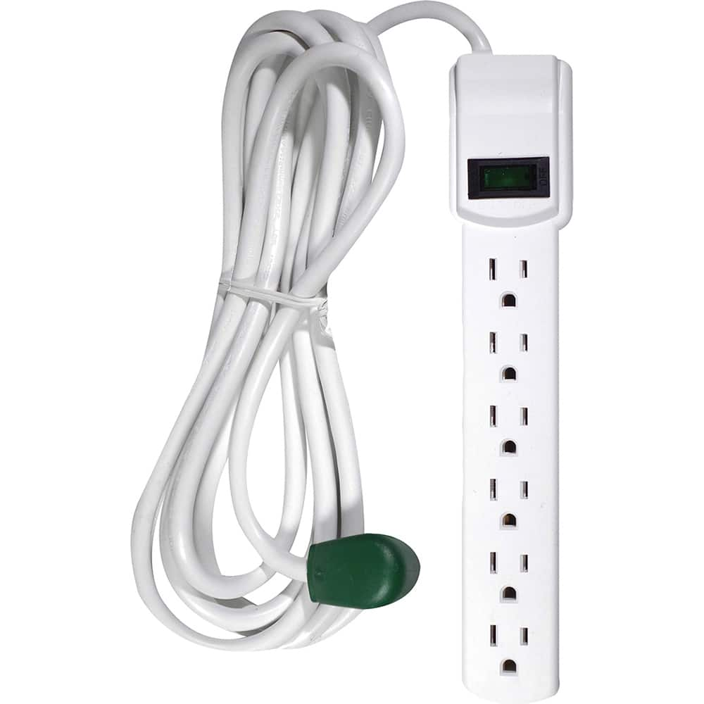 GoGreen Power - Power Outlet Strips; Amperage: 15 ; Voltage: 125 ; Number of Outlets: 6 ; Material: Plastic ; Mounting Type: Floor ; Cord Length (Feet): 12 - Exact Industrial Supply