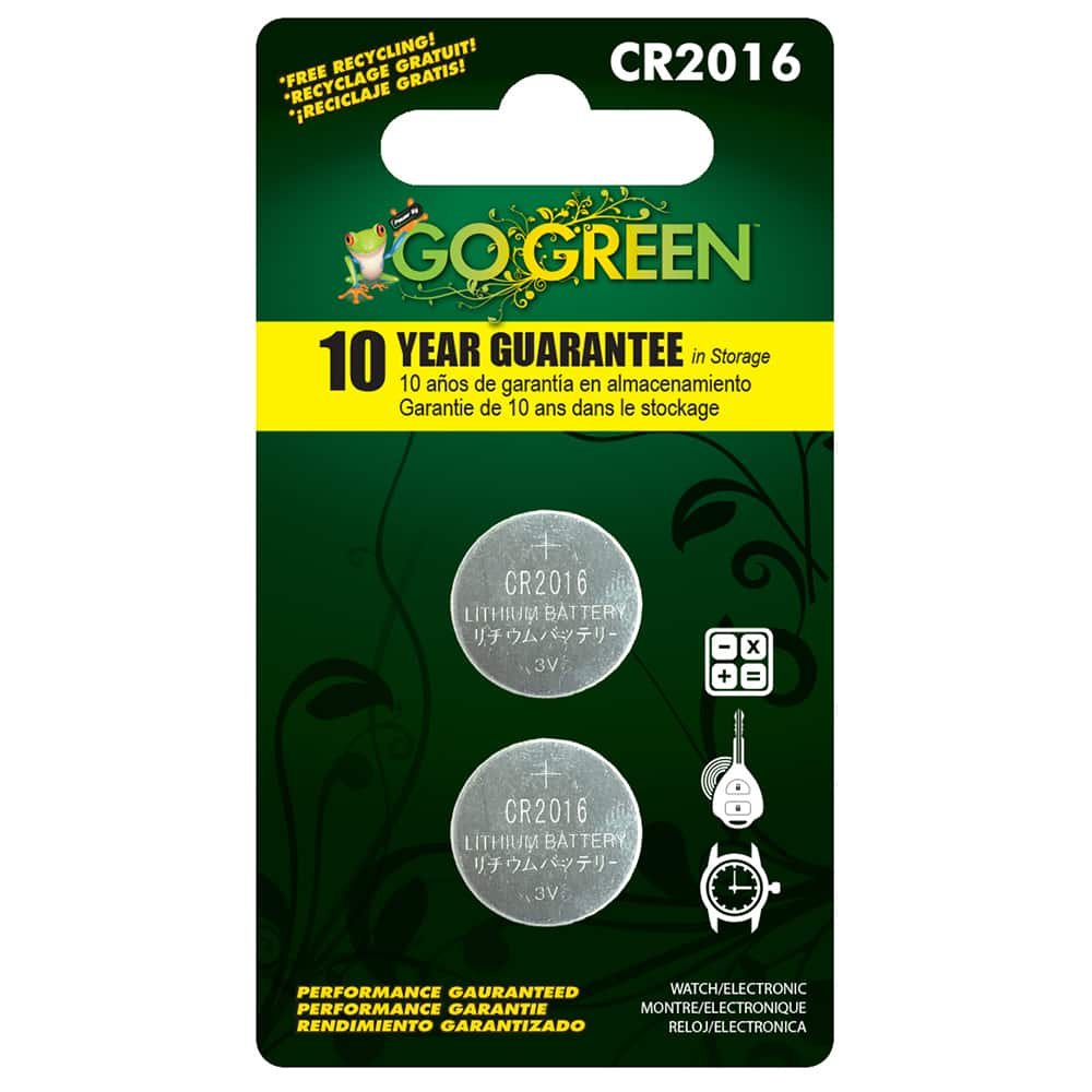 GoGreen Power - Batteries; Type: Button ; Battery Size: Button/Coin Cell ; Battery Chemistry: Alkaline ; Voltage: 3 ; Rechargeable: No ; Terminal Style: Flat - Exact Industrial Supply