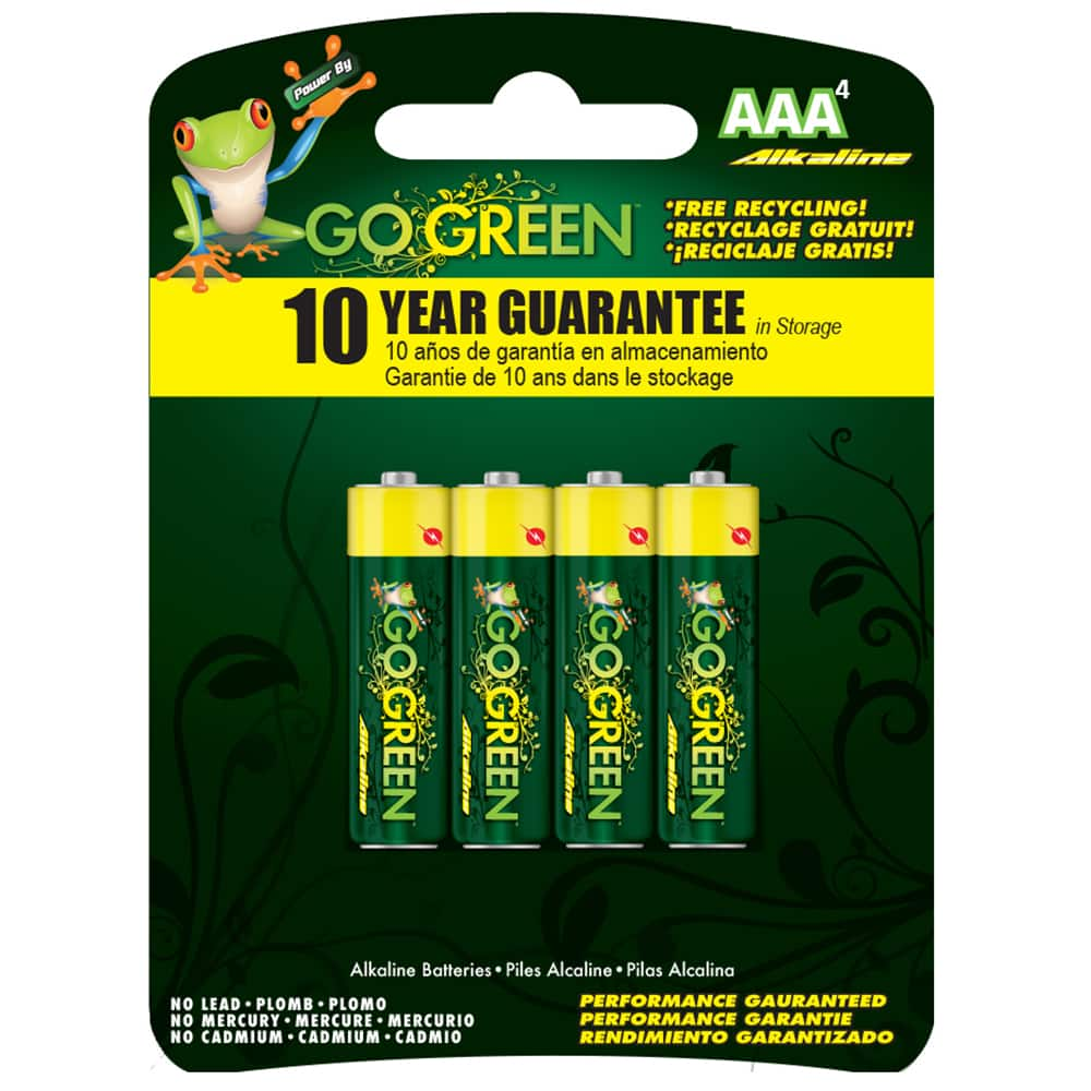 GoGreen Power - Batteries; Type: Standard ; Battery Size: AAA ; Battery Chemistry: Alkaline ; Voltage: 120 ; Rechargeable: No ; Terminal Style: Button Tab - Exact Industrial Supply