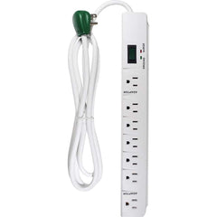 GoGreen Power - Power Outlet Strips; Amperage: 15 ; Voltage: 125 ; Number of Outlets: 7 ; Material: Plastic ; Mounting Type: Floor ; Cord Length (Feet): 6 - Exact Industrial Supply