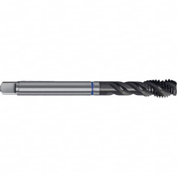 Spiral Flute Tap: M12 x 1.50, Metric Fine, 3 Flute, Semi-Bottoming, 6HX Class of Fit, TiAlN Finish Right Hand Flute, Right Hand Thread, D5 & D6, Series 4635