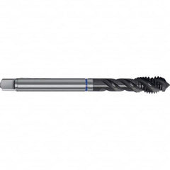 Spiral Flute Tap: M12 x 1.25, Metric Fine, 3 Flute, Semi-Bottoming, 6GX Class of Fit, HSS-E, TiAlN Finish Right Hand Flute, Right Hand Thread, D8 & D9, Series 4628