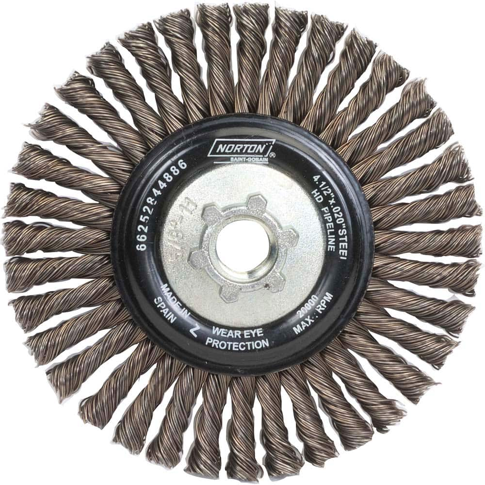 Norton - 4-1/2" OD, 5/8-11 Arbor Hole, Stringer Bead Carbon Wheel Brush - All Tool & Supply