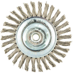 Norton - 4" OD, M10 Arbor Hole, Stringer Bead Twist Knot Stainless Steel Wheel Brush - All Tool & Supply