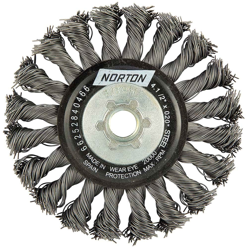 Norton - 4-1/2" OD, 5/8-11 Arbor Hole, Knotted Carbon Wheel Brush - All Tool & Supply