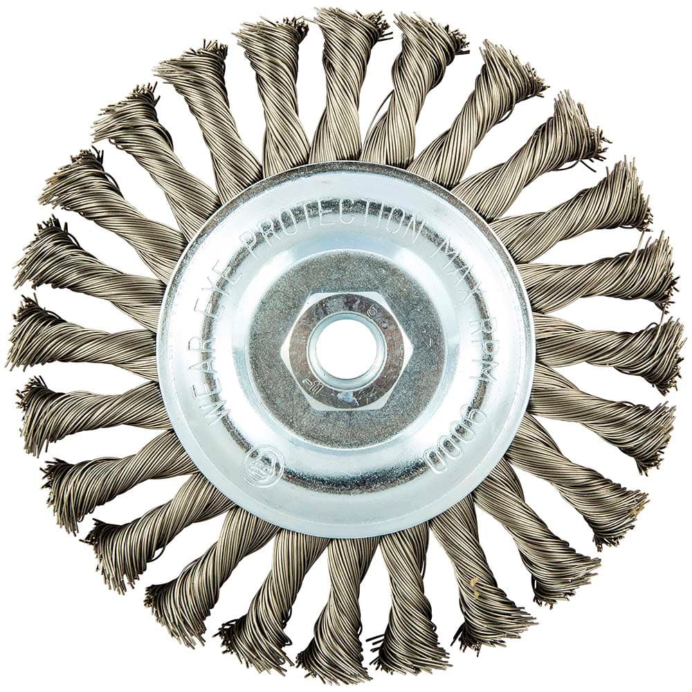 Norton - 6" OD, 5/8-11 Arbor Hole, Knotted Stainless Steel Wheel Brush - All Tool & Supply