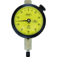 Mahr - Dial Drop Indicators; Maximum Measurement (Inch): 0.01 ; Maximum Measurement (mm): 1.25 ; Dial Graduation (mm): 0.0050 ; Dial Graduation (Decimal Inch): 0.000200 ; Dial Reading: 0-50 ; Dial Diameter (mm): 45.00 - Exact Industrial Supply