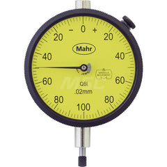 Mahr - Dial Drop Indicators; Maximum Measurement (Inch): 0.1 ; Maximum Measurement (mm): 2.50 ; Dial Graduation (mm): 0.0100 ; Dial Graduation (Decimal Inch): 0.000500 ; Dial Reading: 0-50-0 ; Dial Diameter (mm): 70.00 - Exact Industrial Supply