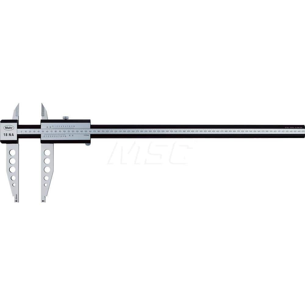 Mahr - Vernier Calipers; Minimum Measurement (mm): 0 ; Minimum Measurement (Decimal Inch): 0 ; Maximum Measurement (Decimal Inch): 80 ; Maximum Measurement (mm): 2000.00 ; Graduation (mm): 0.02 ; Jaw Depth (mm): 200.00 - Exact Industrial Supply