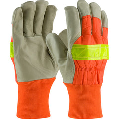 ‎125-448/M Leather Palm Gloves - Hi-Vis Fabric - 3M Thinsulate Lining - Top Grain Pigskin - KW