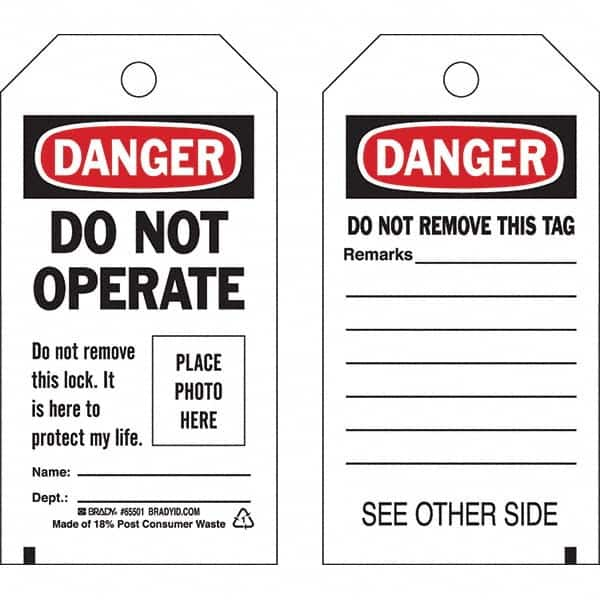 Brady - Safety & Facility Tags Message Type: Lockout Tag Header: DANGER - All Tool & Supply