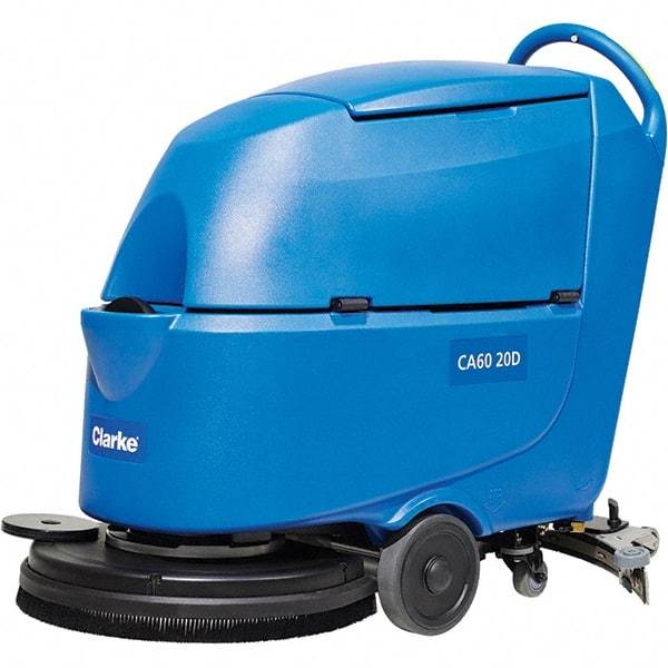 Clarke - 20" Cleaning Width, Battery Powered Walk Behind & Floor Scrubber - 0.6 hp, 150 RPM, 47" Water Lift, 16 Gal Tank Capacity, Series CA60 - All Tool & Supply