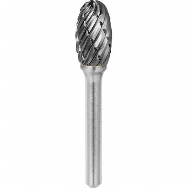 SGS Pro - 1/2" Cut Diam, 1/4" Shank Diam, Tungsten Carbide Steel Cut Oval Burr - All Tool & Supply