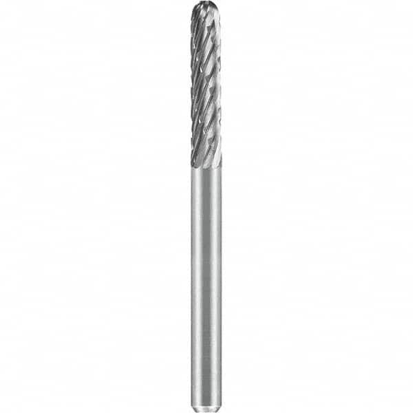 SGS Pro - 1/8" Cut Diam, 1/8" Shank Diam, Tungsten Carbide Double Cut Ball Nose Cylinder Burr - All Tool & Supply