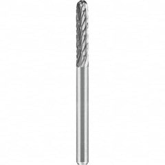 SGS Pro - 1/8" Cut Diam, 1/8" Shank Diam, Tungsten Carbide Double Cut Ball Nose Cylinder Burr - All Tool & Supply