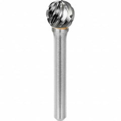 SGS Pro - 1/4" Cut Diam, 1/4" Shank Diam, Tungsten Carbide Steel Cut Ball Burr - All Tool & Supply