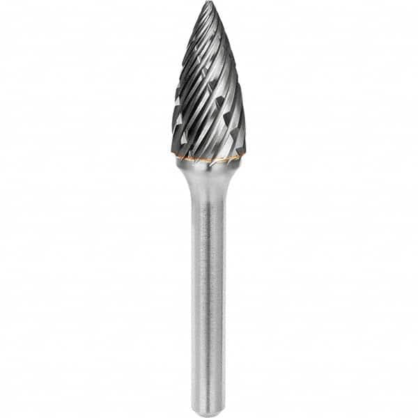 SGS Pro - 1/4" Cut Diam, 1/4" Shank Diam, Tungsten Carbide Steel Cut Pointed Tree Burr - All Tool & Supply