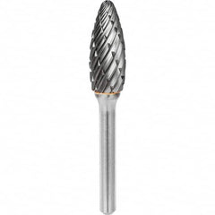 SGS Pro - 1/2" Cut Diam, 1/4" Shank Diam, Tungsten Carbide Steel Cut Flame Burr - All Tool & Supply