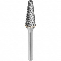 SGS Pro - 3/8" Cut Diam, 1/4" Shank Diam, Tungsten Carbide Steel Cut Ball Nose Cone Burr - All Tool & Supply