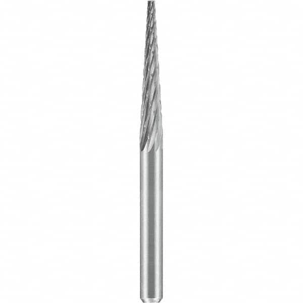 SGS Pro - 1/8" Cut Diam, 1/8" Shank Diam, Tungsten Carbide Double Cut Cone Burr - All Tool & Supply