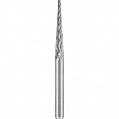 SGS Pro - 1/8" Cut Diam, 1/8" Shank Diam, Tungsten Carbide Double Cut Cone Burr - All Tool & Supply