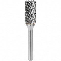 SGS Pro - 5/16" Cut Diam, 1/4" Shank Diam, Tungsten Carbide Steel Cut Cylinder Burr with End Cut - All Tool & Supply