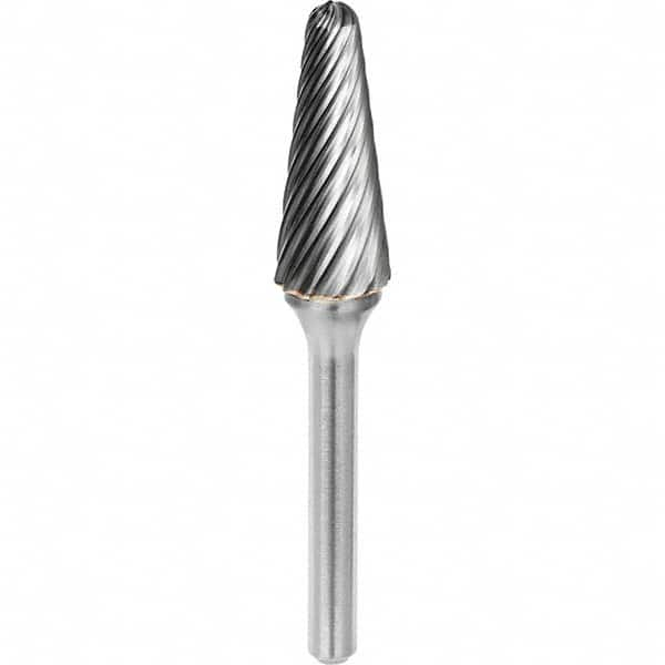 SGS Pro - 3/8" Cut Diam, 1/4" Shank Diam, Tungsten Carbide Inox Cut Ball Nose Cone Burr - All Tool & Supply