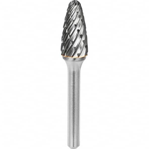 SGS Pro - 3/8" Cut Diam, 1/4" Shank Diam, Tungsten Carbide Steel Cut Ball Nose Tree Burr - All Tool & Supply