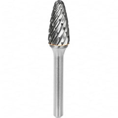 SGS Pro - 1/2" Cut Diam, 1/4" Shank Diam, Tungsten Carbide Steel Cut Ball Nose Tree Burr - All Tool & Supply