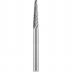 SGS Pro - 1/8" Cut Diam, 1/8" Shank Diam, Tungsten Carbide Double Cut Ball Nose Cone Burr - All Tool & Supply