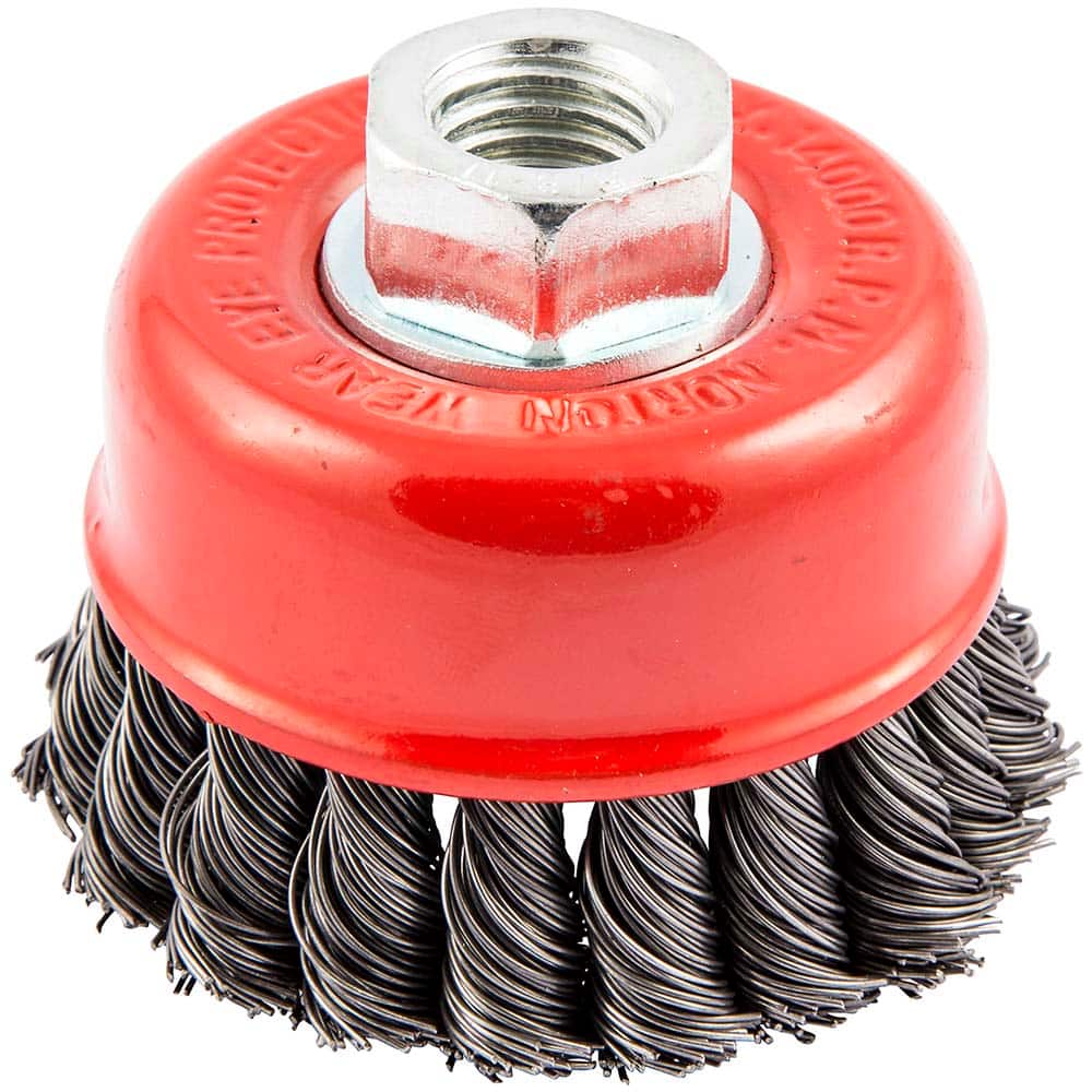 Norton - 2-3/4" Diam 5/8-11 Threaded Arbor Carbon Steel Fill Cup Brush - All Tool & Supply