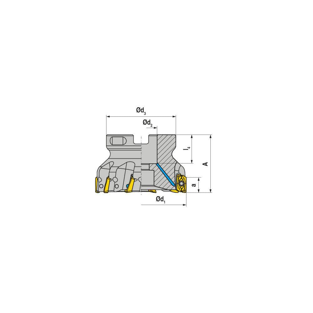 Indexable Square-Shoulder Face Mill:  A211.63.R.10-11,  22.0000″ Arbor Hole Dia, Uses  10,  XD.T 11T3 Inserts,  Through Coolant,  Series  A211-11