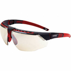 Uvex - SCT-Reflect 50 Lenses, Framed Safety Glasses - Scratch Resistant, Red Frame, Adjustable Temples, Size Universal, Wrap Around - All Tool & Supply