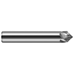 Chamfer Mill: 0.125″ Dia, 4 Flutes, Solid Carbide 3″ OAL, 1″ Shank Dia, Bright/Uncoated