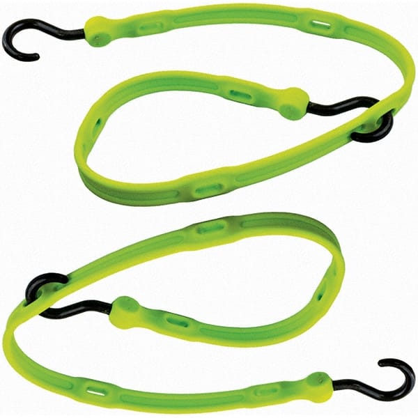 The Better Bungee - Stretch Tie Downs; Type: Adjustable Bungee Strap ; End Type: Molded Nylon Hook End ; Color: Safety Green ; Fractional Overall Lengths: 36 - Exact Industrial Supply