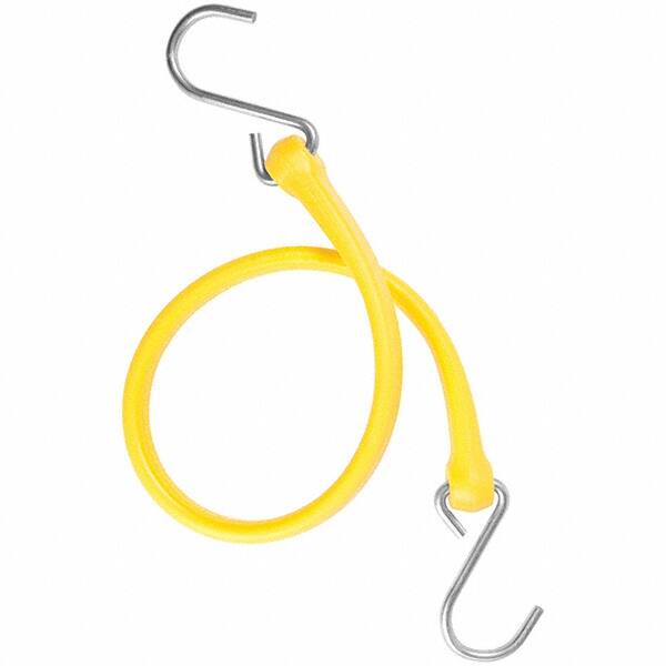 The Better Bungee - Stretch Tie Downs; Type: Heavy Duty Bungee Strap ; End Type: Triangulated Stainless S Hook ; Color: Yellow ; Fractional Overall Lengths: 24 - Exact Industrial Supply