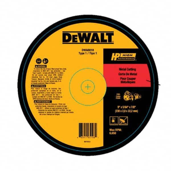 DeWALT - 9 x 5/64, 7/8" Hole Aluminum Oxide Cutoff Wheel - All Tool & Supply