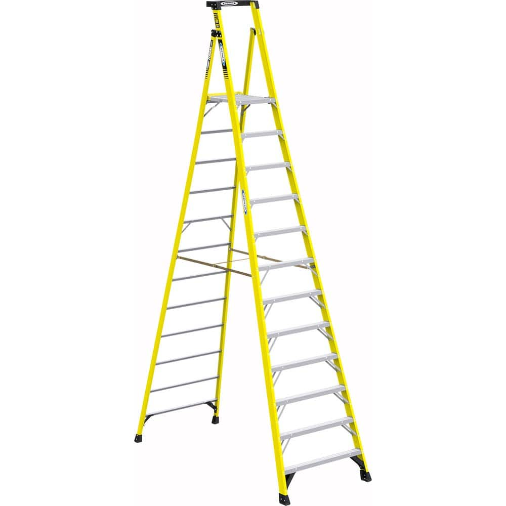 Werner - Step Ladders; Type: Podium Ladder ; Height (Feet): 18 ; Industry Rating: Type IAA ; Load Capacity (Lb.): 375.000 ; Material: Fiberglass ; Number of Steps / Rungs: 12 - Exact Industrial Supply